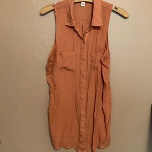 Cute orange button up sleeveless top